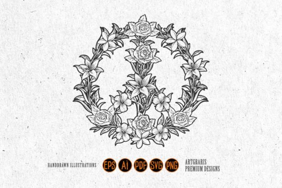 Boho Paradise Decorative Flowers Peace: Graphics & Crafts