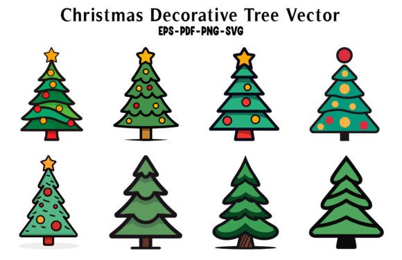 Christmas Decorative Tree Clipart Bundle for Crafts & Graphics