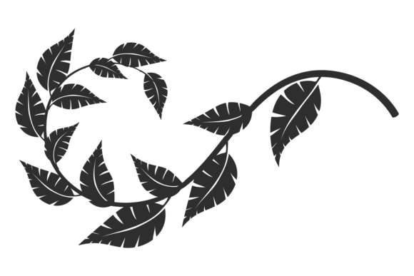 Curved Tree Branch. Decorative Botanical Graphics