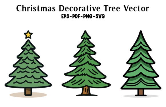 Decorative Christmas Tree Clipart Bundle: Graphics & Crafts