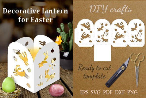 Decorative Easter Lantern with Bunni: Graphics for Crafts