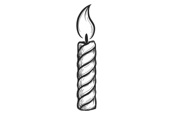 Decorative Spiral Candle: Hand Drawn Fir Graphic for Crafts