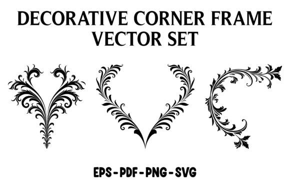 Set of Decorative Corner Frames Vector Review